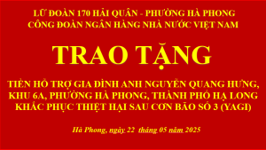 Phường Hà Phong phối hợp trao hỗ trợ 50 triệu đồng cho hộ dân bị thiệt hại do bão số 3