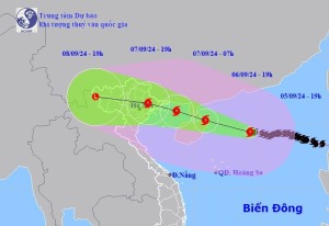 Siêu bão Yagi cách Quảng Ninh 570km về phía Đông Nam